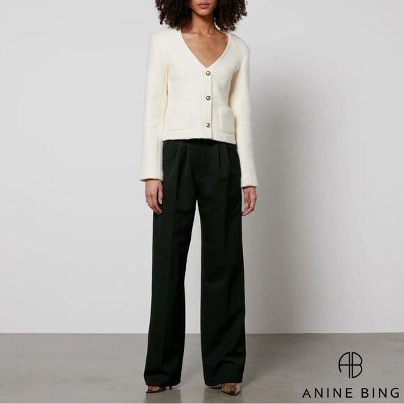 Anine Bing **NWT** Anitta V Neck Woven Jacket in Ivory / White / Cream - Picture 15 of 16